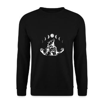 Mond Werwolf Shirt Geschenk - Unisex Pullover - Schwarz - Vorne - Alina (178cm) & Michal (187cm)