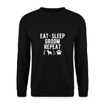 Manger Sommeil Groom Repeat Shirt Chien Coiffeur - Sweat-shirt Unisexe - noir - Devant - Alina (178cm) & Michal (187cm)