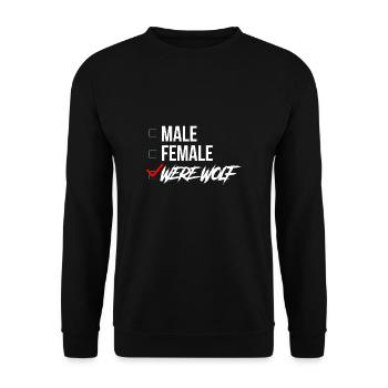 Cadeau de chemise de loup-garou femelle mâle - Sweat-shirt Unisexe - noir - Devant - Alina (178cm) & Michal (187cm)
