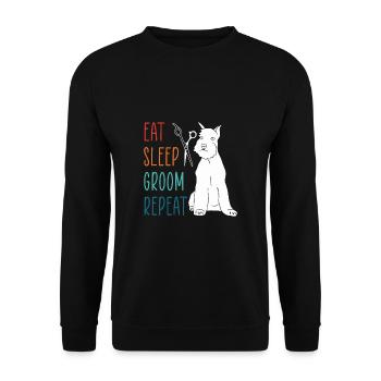 Manger Sommeil Groom Repeat Shirt Chien Coiffeur - Sweat-shirt Unisexe - noir - Devant - Alina (178cm) & Michal (187cm)