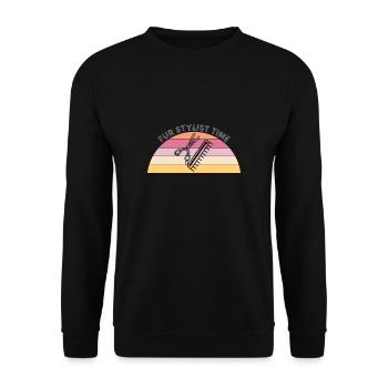 Fur Stylist Time Shirt Geschenk Hunde Friseur - Unisex Pullover - Schwarz - Vorne - Alina (178cm) & Michal (187cm)