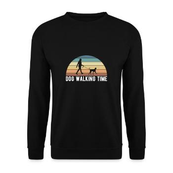 Dog Walking Time Hunde Sitter Shirt Geschenk - Unisex Pullover - Schwarz - Vorne - Alina (178cm) & Michal (187cm)