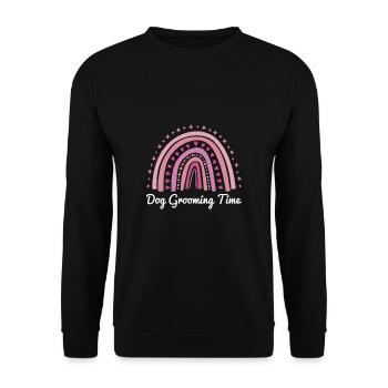 Cadeau de chemise de temps de toilettage pour chien - Sweat-shirt Unisexe - noir - Devant - Alina (178cm) & Michal (187cm)
