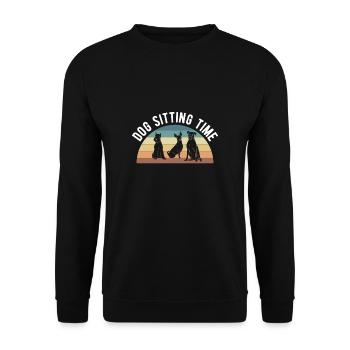 Dog Sitting Time Shirt Geschenk Hunde Sitter - Unisex Pullover - Schwarz - Vorne - Alina (178cm) & Michal (187cm)