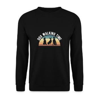 Dog Walking Time Hunde Sitter Shirt Geschenk - Unisex Pullover - Schwarz - Vorne - Alina (178cm) & Michal (187cm)