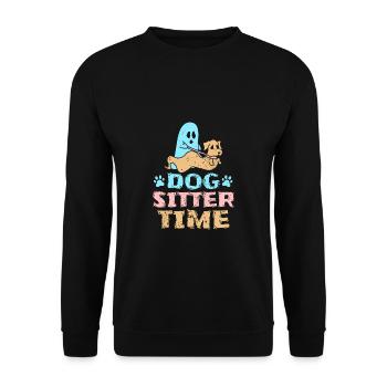 Dog Sitter Time Shirt Geschenk - Unisex Pullover - Schwarz - Vorne - Alina (178cm) & Michal (187cm)