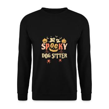 Spooky Dog Sitter Shirt Geschenk Halloween - Unisex Pullover - Schwarz - Vorne - Alina (178cm) & Michal (187cm)