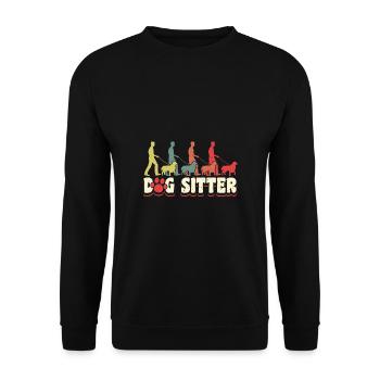 Vintage Retro Dog Sitter Dog Shirt Gift - Unisex Sweatshirt - black - Front - Alina (178cm) & Michal (187cm)