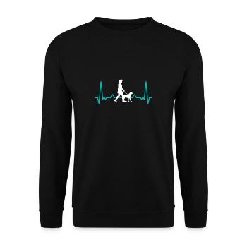 Herzschlag Herzlinie Herzfrequenz Dog Sitter - Unisex Pullover - Schwarz - Vorne - Alina (178cm) & Michal (187cm)