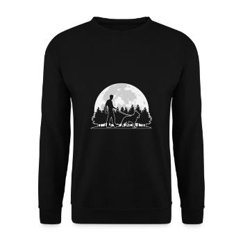 Mond Hunde Sitter Shirt Geschenk - Unisex Pullover - Schwarz - Vorne - Alina (178cm) & Michal (187cm)