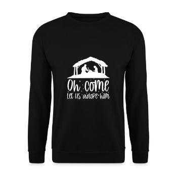 Oh Come Let Us Adore Him Shirt - Unisex Pullover - Schwarz - Vorne - Alina (178cm) & Michal (187cm)