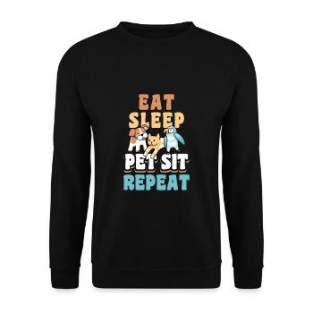 Eat Sleep Pet Sit Repeat Shirt Geschenk - Unisex Pullover - Schwarz - Vorne - Alina (178cm) & Michal (187cm)
