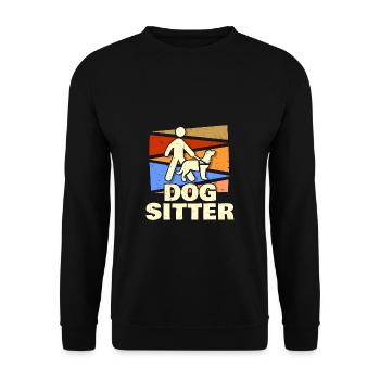 Vintage Retro Dog Sitter Shirt Geschenk - Unisex Pullover - Schwarz - Vorne - Alina (178cm) & Michal (187cm)