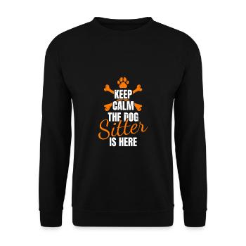 Keep Calm The Dog Sitter Is Here Shirt Geschenk - Unisex Pullover - Schwarz - Vorne - Alina (178cm) & Michal (187cm)