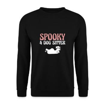 Spooky & Dog Sitter Halloween Shirt - Unisex Pullover - Schwarz - Vorne - Alina (178cm) & Michal (187cm)