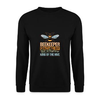 Beekeeper Crazy Bee Guy Shirt Gift - Unisex Sweatshirt - black - Front - Alina (178cm) & Michal (187cm)