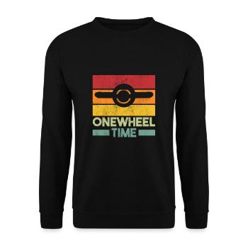 Vintage Retro Onewheel Time Shirt - Unisex Sweatshirt - black - Front - Alina (178cm) & Michal (187cm)