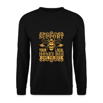 Support Your Local Honey Bee Beekeeper Imker - Unisex Pullover - Schwarz - Vorne - Alina (178cm) & Michal (187cm)