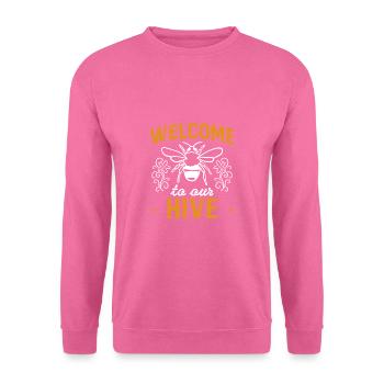 Welcome To Our Hive Imker Shirt - Unisex Pullover - Pink - Vorne
