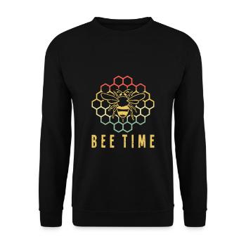 Bee Time Vintage Retro Imker Shirt Geschenk - Unisex Pullover - Schwarz - Vorne - Alina (178cm) & Michal (187cm)