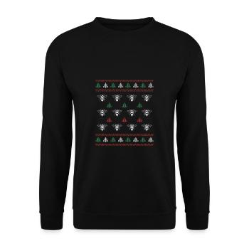 Ugly Christmas Beekeeper Imker Shirt Geschenk - Unisex Pullover - Schwarz - Vorne - Alina (178cm) & Michal (187cm)