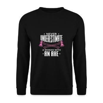 Never Understimate A Woman With An Axe Shirt - Unisex Sweatshirt - black - Front - Alina (178cm) & Michal (187cm)