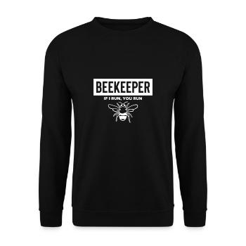 Beekeeper If I Run You Run Shirt Imker - Unisex Sweatshirt - black - Front - Alina (178cm) & Michal (187cm)