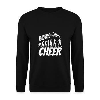 Born Cheer Evolution Shirt Geschenk - Unisex Pullover - Schwarz - Vorne - Alina (178cm) & Michal (187cm)