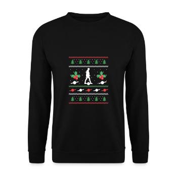 Chemise moche de Noël à une roue cadeau de Noël - Sweat-shirt Unisexe - noir - Devant - Alina (178cm) & Michal (187cm)