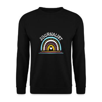 Vintage Retro Journalist Shirt Geschenk - Unisex Pullover - Schwarz - Vorne - Alina (178cm) & Michal (187cm)