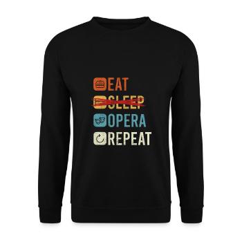 Eat Sleep Opera Repeat Shirt Geschenk - Unisex Pullover - Schwarz - Vorne - Alina (178cm) & Michal (187cm)