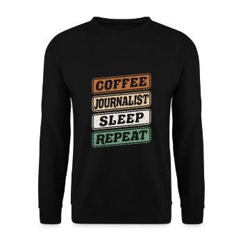 Coffee Journalist Sleep Repeat - Unisex Sweatshirt - black - Front - Alina (178cm) & Michal (187cm)