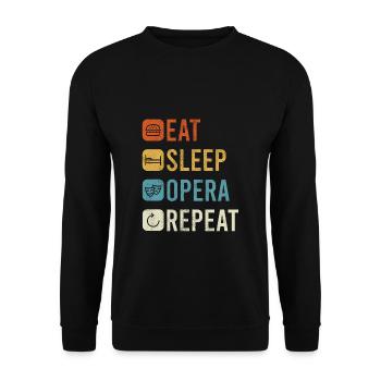 Eat Sleep Opera Repeat Shirt Geschenk - Unisex Pullover - Schwarz - Vorne - Alina (178cm) & Michal (187cm)