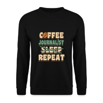 Journaliste de café Sleep Repeat Shirt - Sweat-shirt Unisexe - noir - Devant - Alina (178cm) & Michal (187cm)