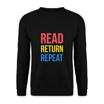 Read Retrun Repeat Shirt Library - Unisex Sweatshirt - black - Front - Alina (178cm) & Michal (187cm)