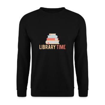 Library Time Shirt Gift Library - Unisex Sweatshirt - black - Front - Alina (178cm) & Michal (187cm)