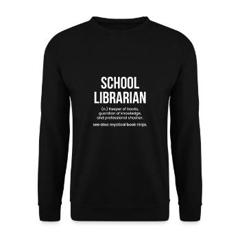 School Librarian Definition Shirt Gift - Unisex Sweatshirt - black - Front - Alina (178cm) & Michal (187cm)