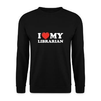 I Love My Librarian Shirt Geschenk - Unisex Pullover - Schwarz - Vorne - Alina (178cm) & Michal (187cm)