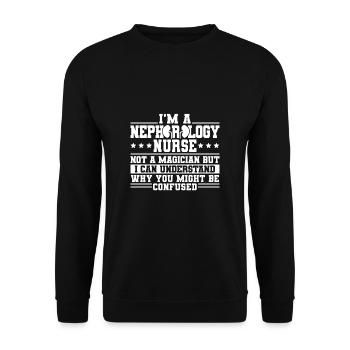 Dialysis Nurse Shirt Gift - Unisex Sweatshirt - black - Front - Alina (178cm) & Michal (187cm)