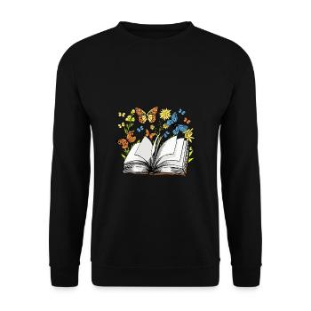Bücher Shirt Geschenk - Unisex Pullover - Schwarz - Vorne - Alina (178cm) & Michal (187cm)