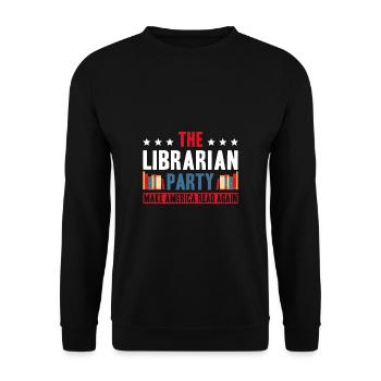 The Librarian Party Make America Read Again - Unisex Sweatshirt - black - Front - Alina (178cm) & Michal (187cm)