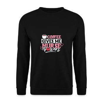 Coffee Gives Me Nurse Powers Shirt - Unisex Sweatshirt - black - Front - Alina (178cm) & Michal (187cm)
