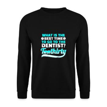 What Is The Best Time To Go To The Dentist? - Unisex Sweatshirt - black - Front - Alina (178cm) & Michal (187cm)
