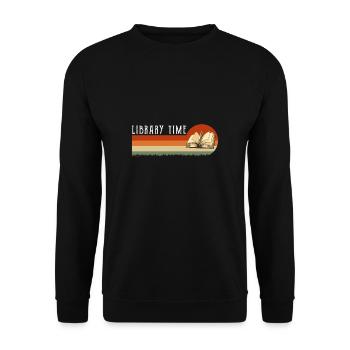 Library Time Vintage Retro Shirt Geschenk - Unisex Pullover - Schwarz - Vorne - Alina (178cm) & Michal (187cm)