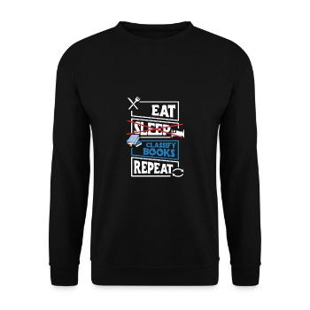 Manger du sommeil Classer les livres Répéter la chemise - Sweat-shirt Unisexe - noir - Devant - Alina (178cm) & Michal (187cm)