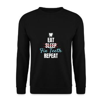 Manger Sommeil Réparer les dents Répéter Chemise Cadeau - Sweat-shirt Unisexe - noir - Devant - Alina (178cm) & Michal (187cm)