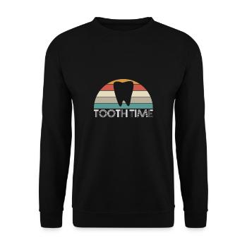 Tooth Time Vintage Rétro Dentiste - Sweat-shirt Unisexe - noir - Devant - Alina (178cm) & Michal (187cm)