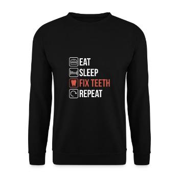 Manger Sommeil Réparer les dents Répéter Chemise Cadeau - Sweat-shirt Unisexe - noir - Devant - Alina (178cm) & Michal (187cm)