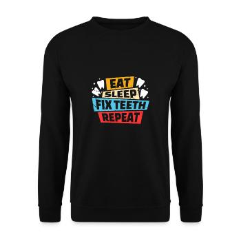 Manger Sommeil Réparer les dents Répéter Chemise Cadeau - Sweat-shirt Unisexe - noir - Devant - Alina (178cm) & Michal (187cm)