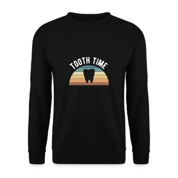 Tooth Time Vintage Rétro Dentiste - Sweat-shirt Unisexe - noir - Devant - Alina (178cm) & Michal (187cm)